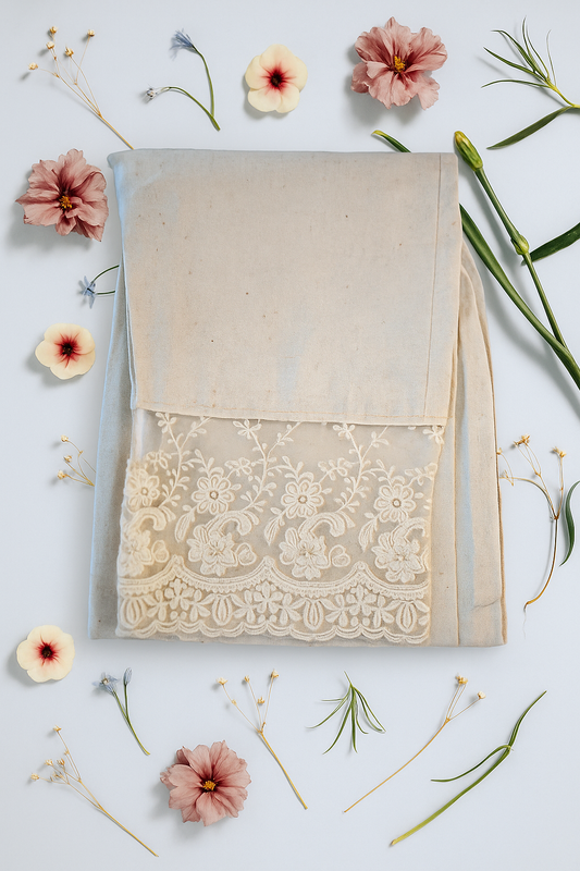 Elegant Cotton & Linen Kurta Pants with Lace Detailing