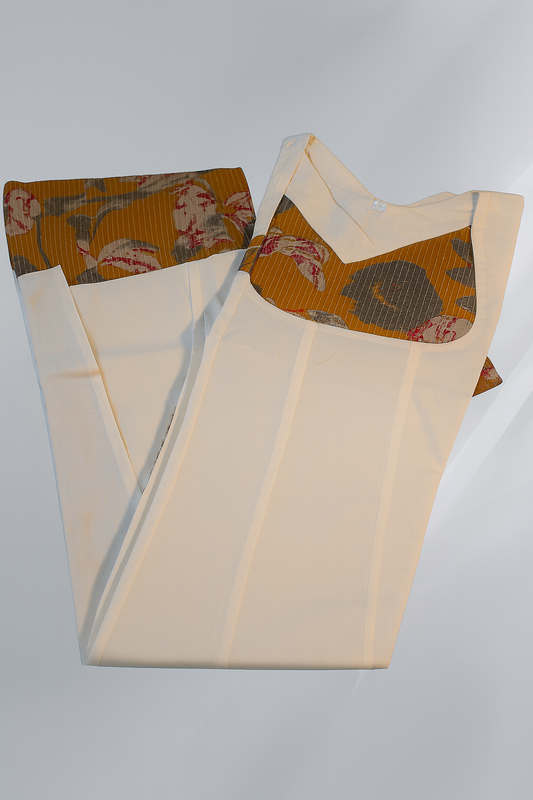 Elegant Mustard Floral Printed Semi Silk Kurta – Comfortable Daily & Festive Wear