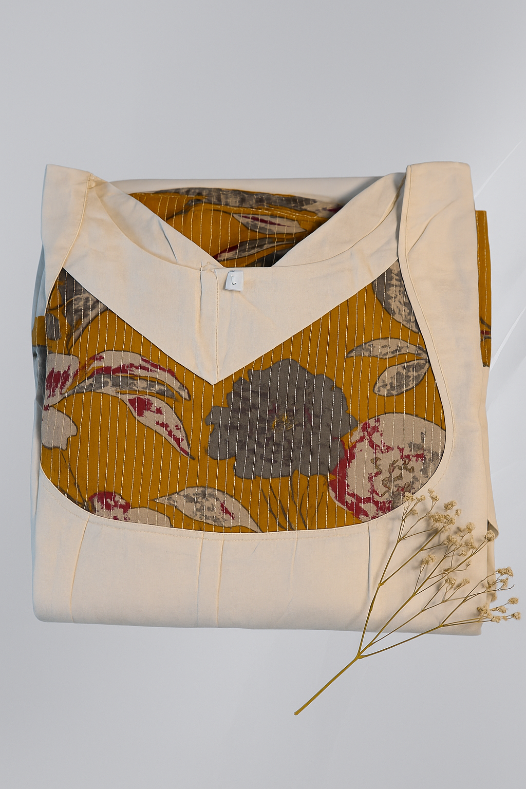 Elegant Mustard Floral Printed Semi Silk Kurta – Comfortable Daily & Festive Wear