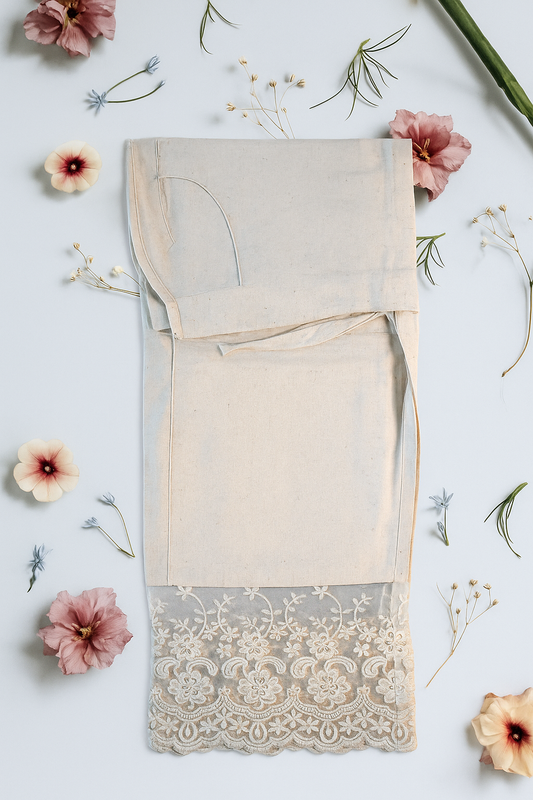 Elegant Cotton & Linen Kurta Pants with Lace Detailing